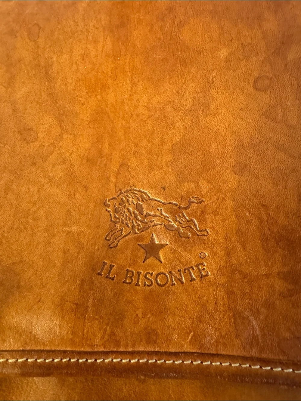 IL Bisonte w/5 Compartment Clutch Messenger Tan Leather bag Italy Made Vintage
